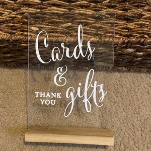 Wedding cards and gifts sign approx 10”x 4.5”